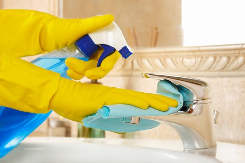 Professional cleaning team enhancing building's curb appeal